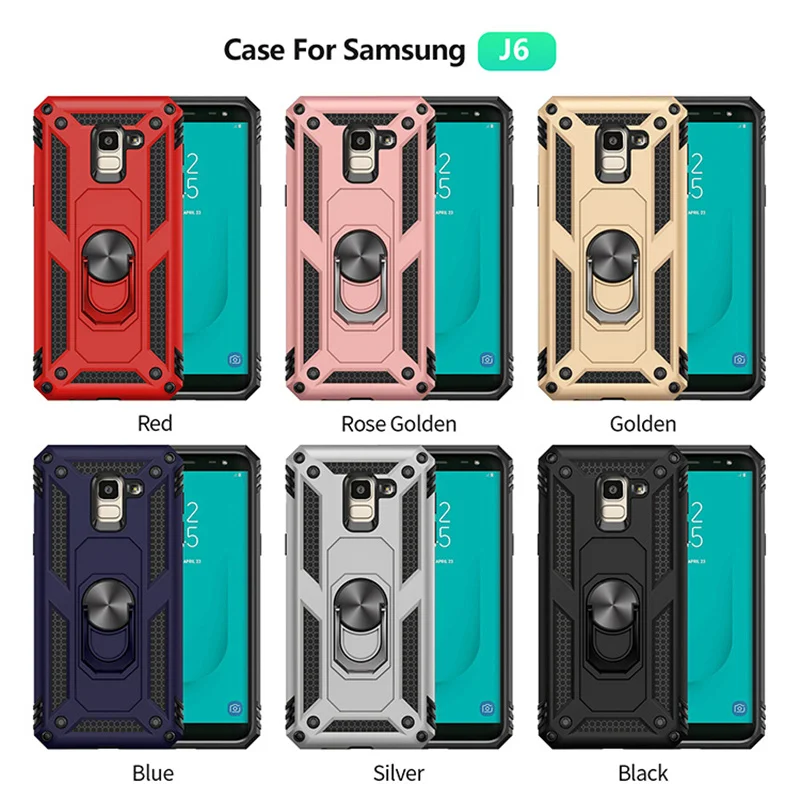 For Samsung Galaxy S8 S9 S10 Note 8 9 10 Plus S20 Ultra 5G Magnet Car Holder Ring Case For J4 J6 J8 A6 A7 A8 A9 2018 Armor Cover
