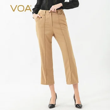 

VOA Fine 14.75 Micron Light Camel Color Small Cashmere Messenger Bag Button Rolloff Capri Cashmere Straight-Leg Pants SK926