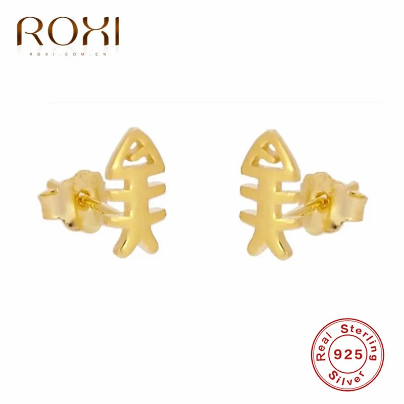 ROXI 925 пробы серебряные серьги-гвоздики для женщин крошечные точки стрелка кактус маленькие серьги в форме листа, в стиле бохо серьги корейские серьги в стиле пирсинга