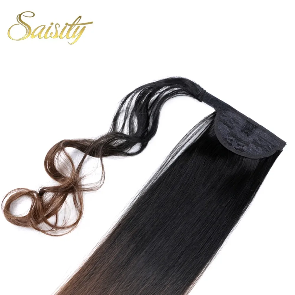 Saisity-Sintético Longo Reta Clip-In Rabo De Cavalo