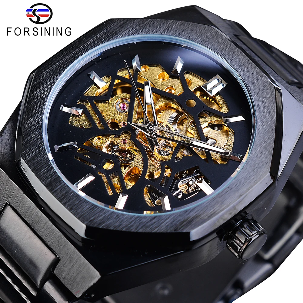 GMT1174-4 Forsining Новое поступление Автоматические механические деловые часы Montre Homme водонепроницаемые часы из нержавеющей стали со скелетонным циферблатом Лидирующий бренд роскошные часы - Цвет: GMT1174-4