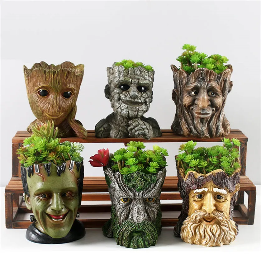 Цветочный горшок Groot из смолы, милые фигурки для растений, дерево, человек, креативная модель, игрушка, ручка, горшок для сада, цветочный горшок, украшение дома, хит