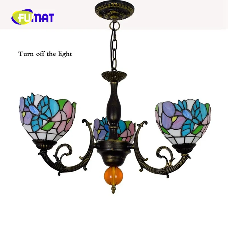 FUMAT Tiffanylamp люстра освещение витражное стекло цветок тени блеск освещение приспособление кухонный светодиодный современный подвесной потолочный светильник