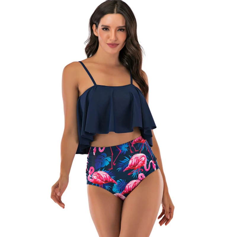 

High Waist Swimwear 2020 New Floral Print Bikinis Women Swimsuit Vintage Retro Bathing Suit Flouching Biquini Padded S-2XL
