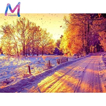 

MIAODU 5D DIY Diamond Painting Landscape Full Square Picture Of Rhinestone Home Decor Snowing Mosaic Diamond Embroidery Winter