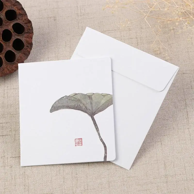 

Blessing Card Chinese Classical Greeting Card Ink Paintings Wedding Invitations Greeting Cards With Envelope Message Card