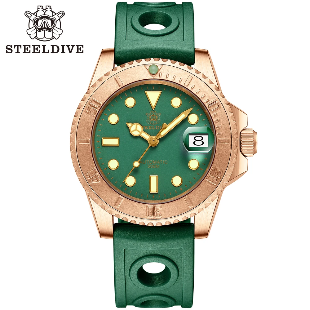 SD1953S Новое Поступление 2020 Steeldive Марка Бронзовые Часы для Дайвинга BGW9 Blue Lume 20ATM