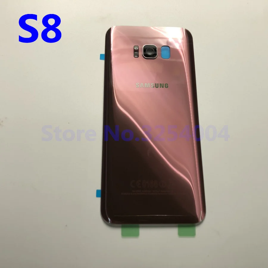 Чехол на заднюю батарейку для samsung Galaxy S8 G950 G950F G950FD Задняя стеклянная крышка корпуса+ клей+ стеклянная рамка для объектива камеры - Цвет: S8 Pink