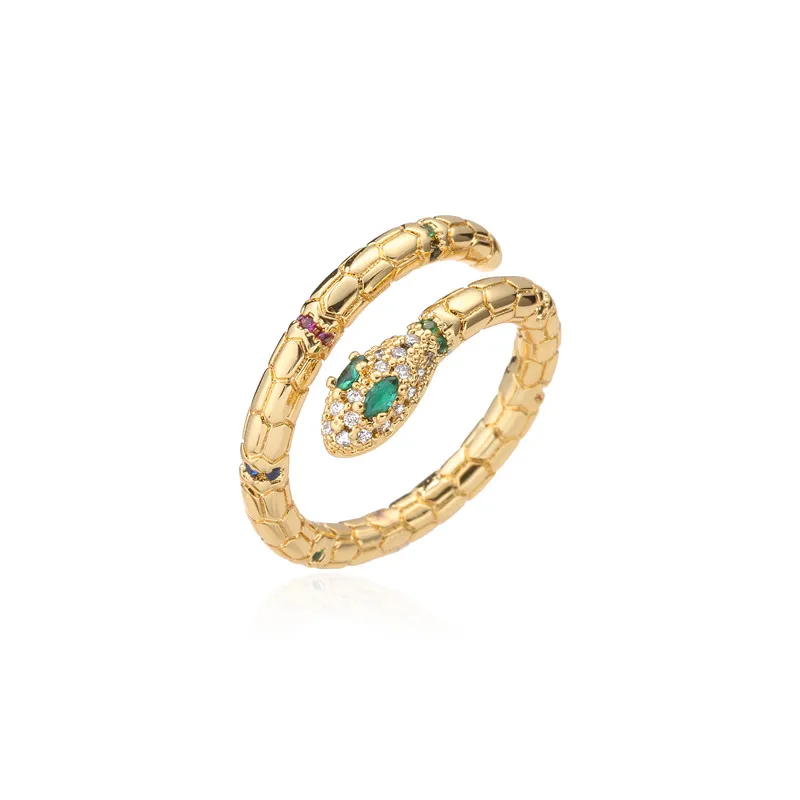 Gold Color Ring Fashion Gold Color Snake Ring For Women Girl Adjustable Exquisite Shiny Cubic Zirconia Finger Ring Wedding Jewelry Gift gold color rings finger ring gold color ring adjustable rings wedding rings wedding ring animal ring