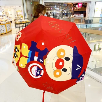 

Cartoon Bread Superman Three Fold Hand Open Umbrella Gel Shade Umbrella Rain Two Umbrella anti-ultraviolet folding umbrella