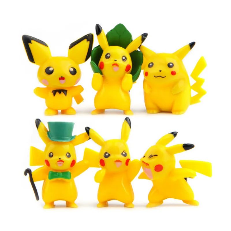 

Takara Tomy 6pcs/set Genuine Cartoon 4th generation Pokemon Pikachu Pocket Elf Pikachu Handmade DIY Landscape pokemon figures