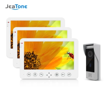 

Jeatone 10Inch Wired Smart Video Door Phone Intercom System with 3x960P Night Vision Monitor + Rainproof Doorbell Camera