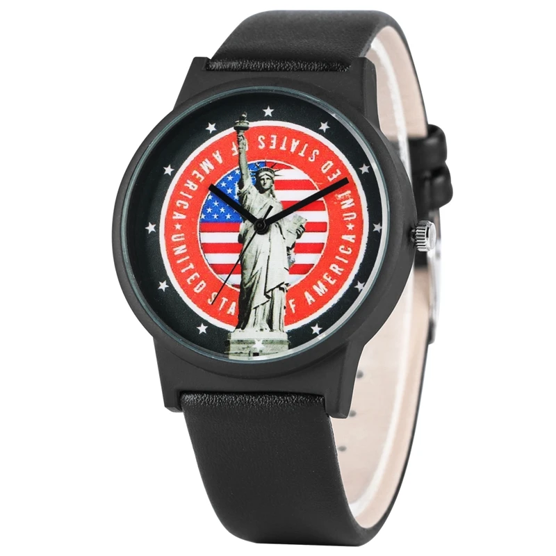 Мужские часы на американскую тему Роскошные мужские с статуей свободы пожарный