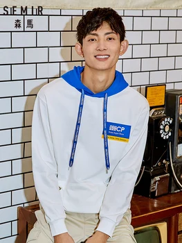

SEMIR Sweatshirt men spring 2019 new drawstring hooded tide letter print couple tops cotton soft hoodies
