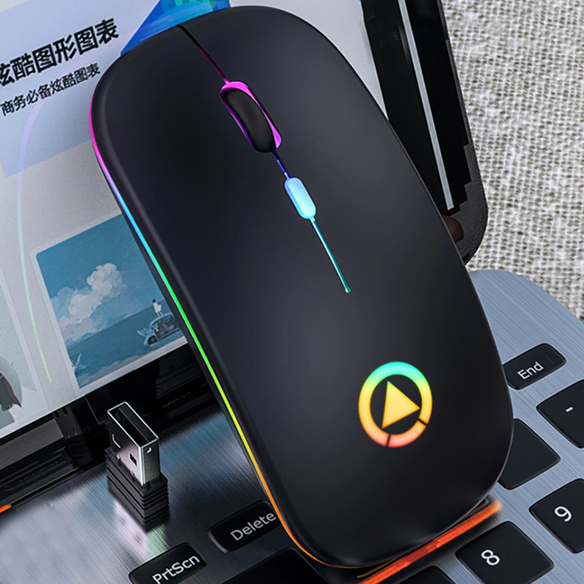 Беспроводная Бесшумная игровая мышь перезаряжаемая 2 4 ГГц USB оптическая
