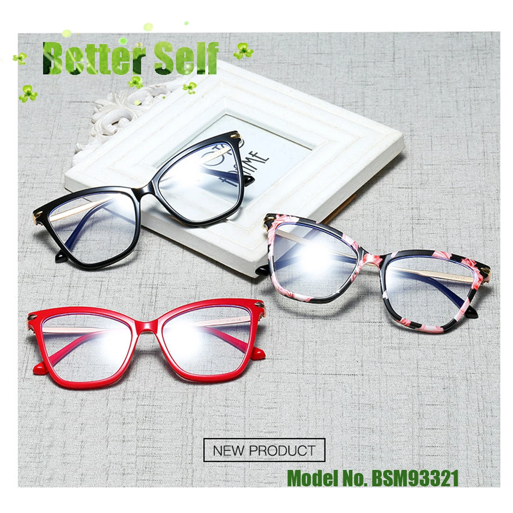 Модные антибликовые очки кошачий глаз BSM93321 для женщин Tr90 большая оправа может сделать близорукость очки мужские Оптические очки