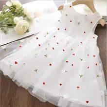 Белое платье принцессы; коллекция года; сезон весна-лето; Детские платья без рукавов; фатиновые платья с вышивкой для малышей