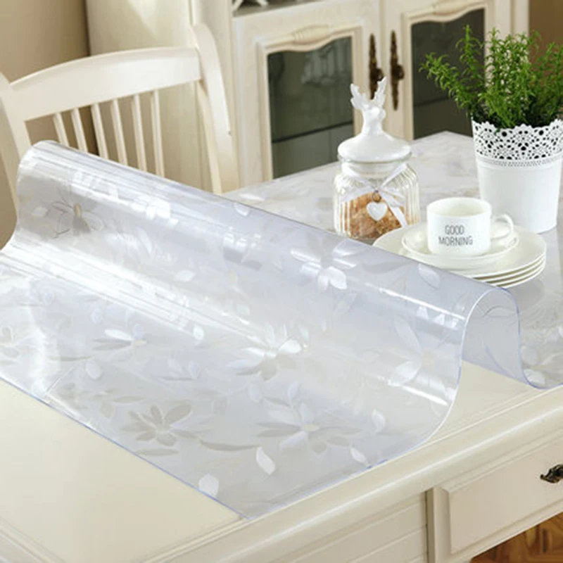 Waterproof PVC Rectangle Soft Glass Desktop Table Cloth Cover Protector Desk Mat