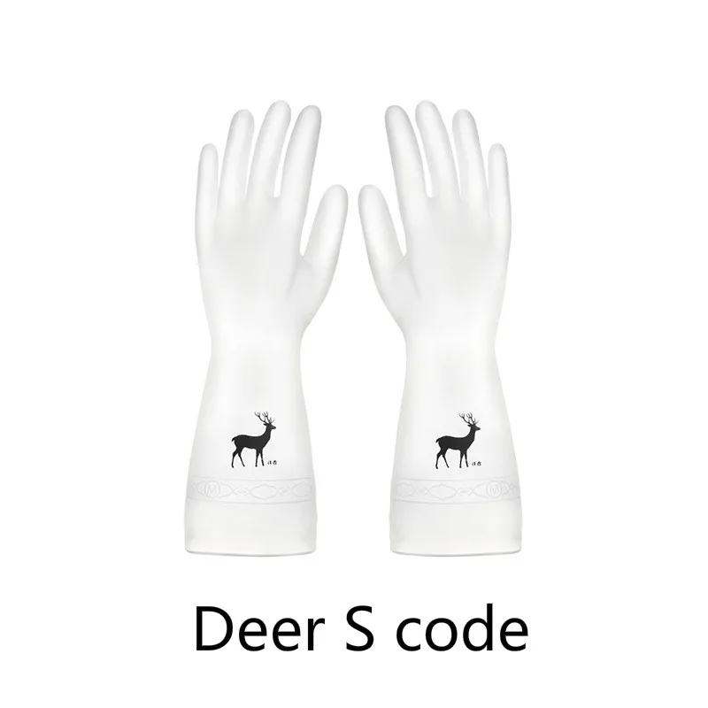 Кухонные перчатки для мытья посуды латексные перчатки экологически безопасные Волшебные Перчатки Водонепроницаемые износостойкие тонкие перчатки для чистки - Цвет: Deer S code