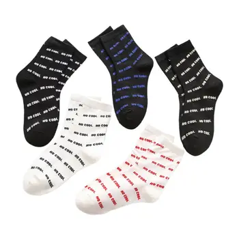

5 Pairs Women Girls Funny Words Cotton Crew Socks Cool Letters Skater Hosiery NEW