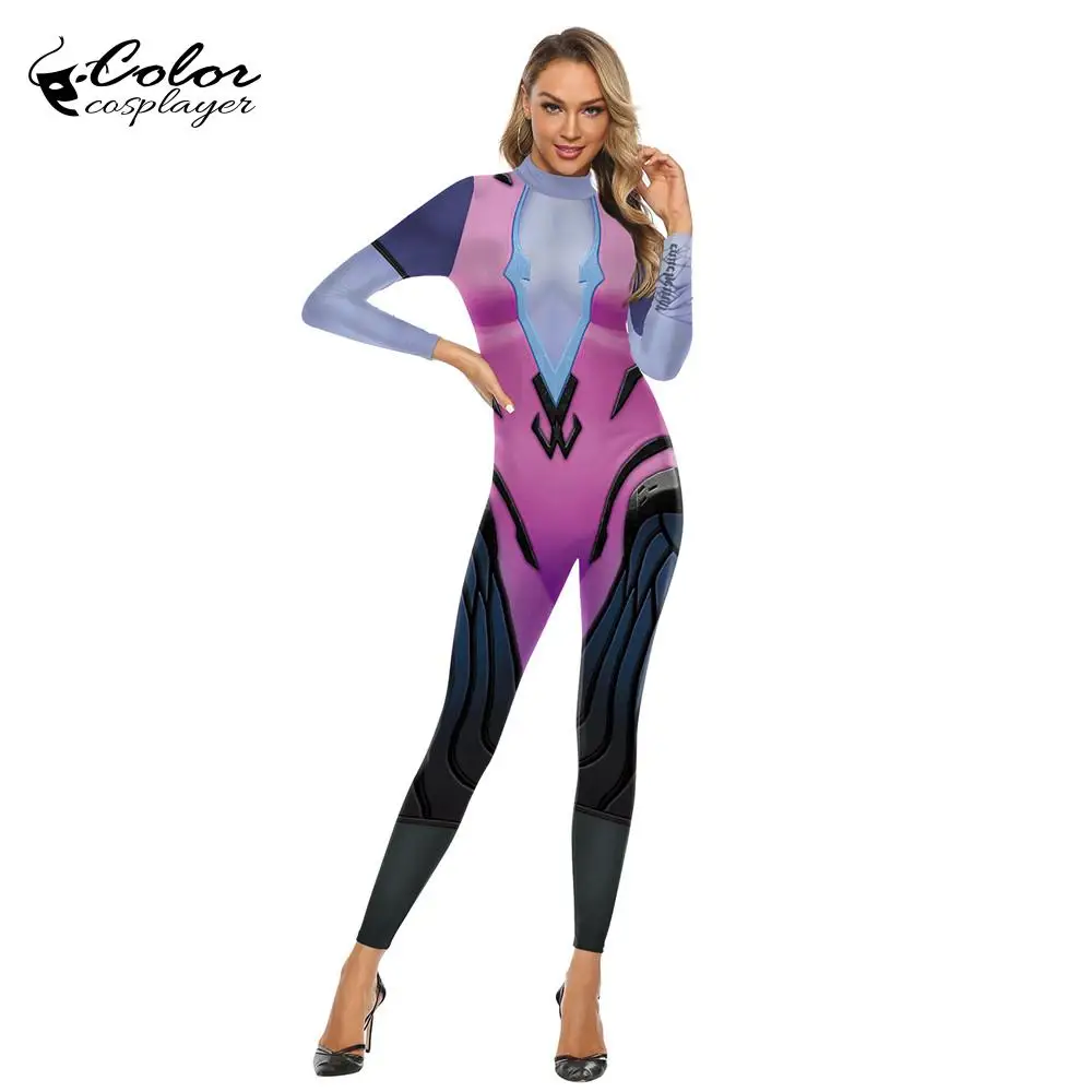 Цветной косплейер Widowmaker косплей костюм для женщин Purim Carnival O.W Боди Одежда 3D печать