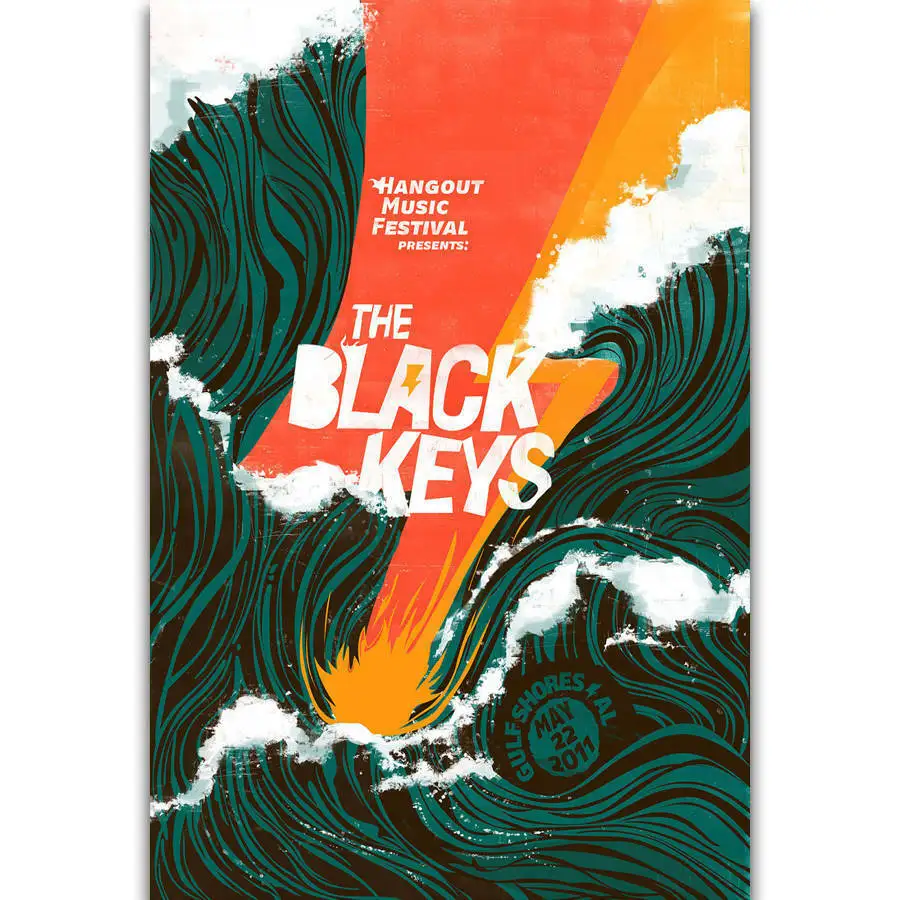 The Black Keys Rock Band Music Star Singer Album Silk Fabric Wall Poster Art Decor Sticker Bright | Дом и сад