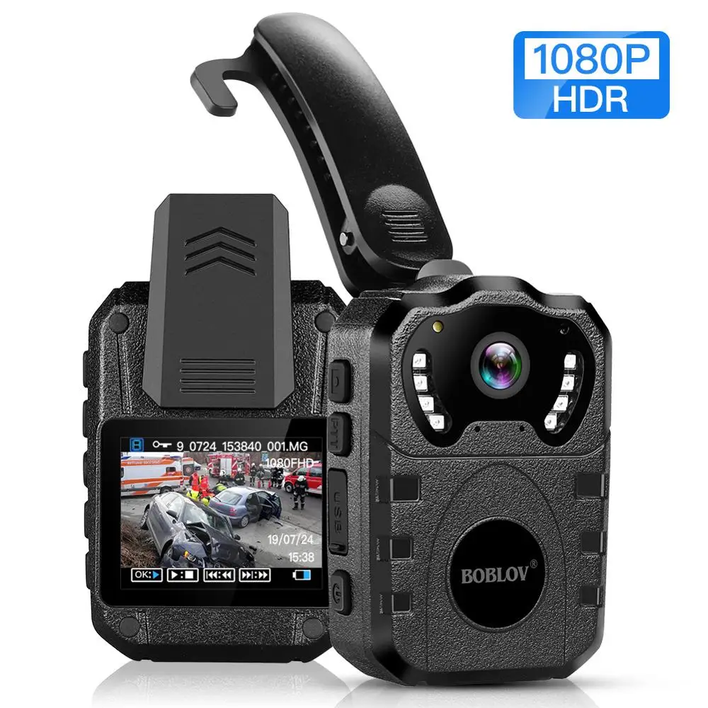 

BOBLOV 1080P HD 64GB Body Worn Camera Portable Multi-Functional 170° IR Night Body Mounted Camera Vision DVR Video Police camera
