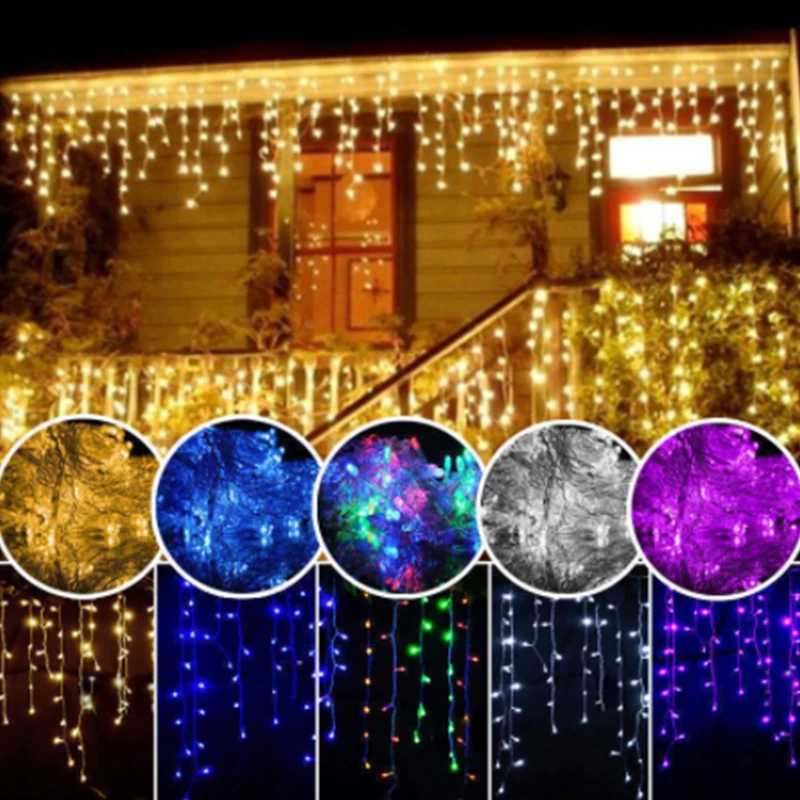

3-24M Christmas Curtain Icicle LED String Light US EU Plug Indoor Outdoor Xmas Party Garden Stage Garland Fairy Decorative Light