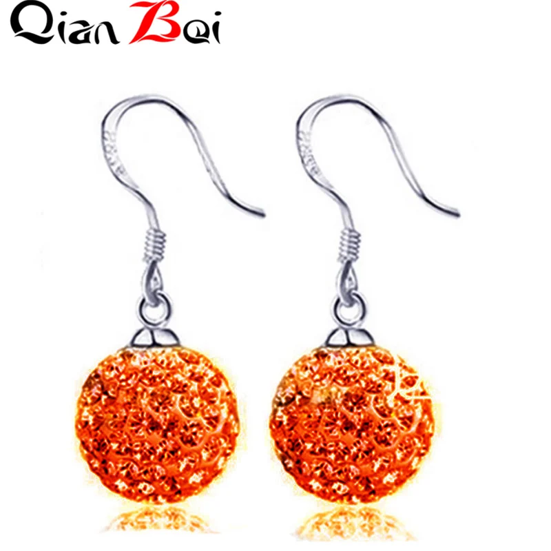Multi-color ball crystal hook earrings for women