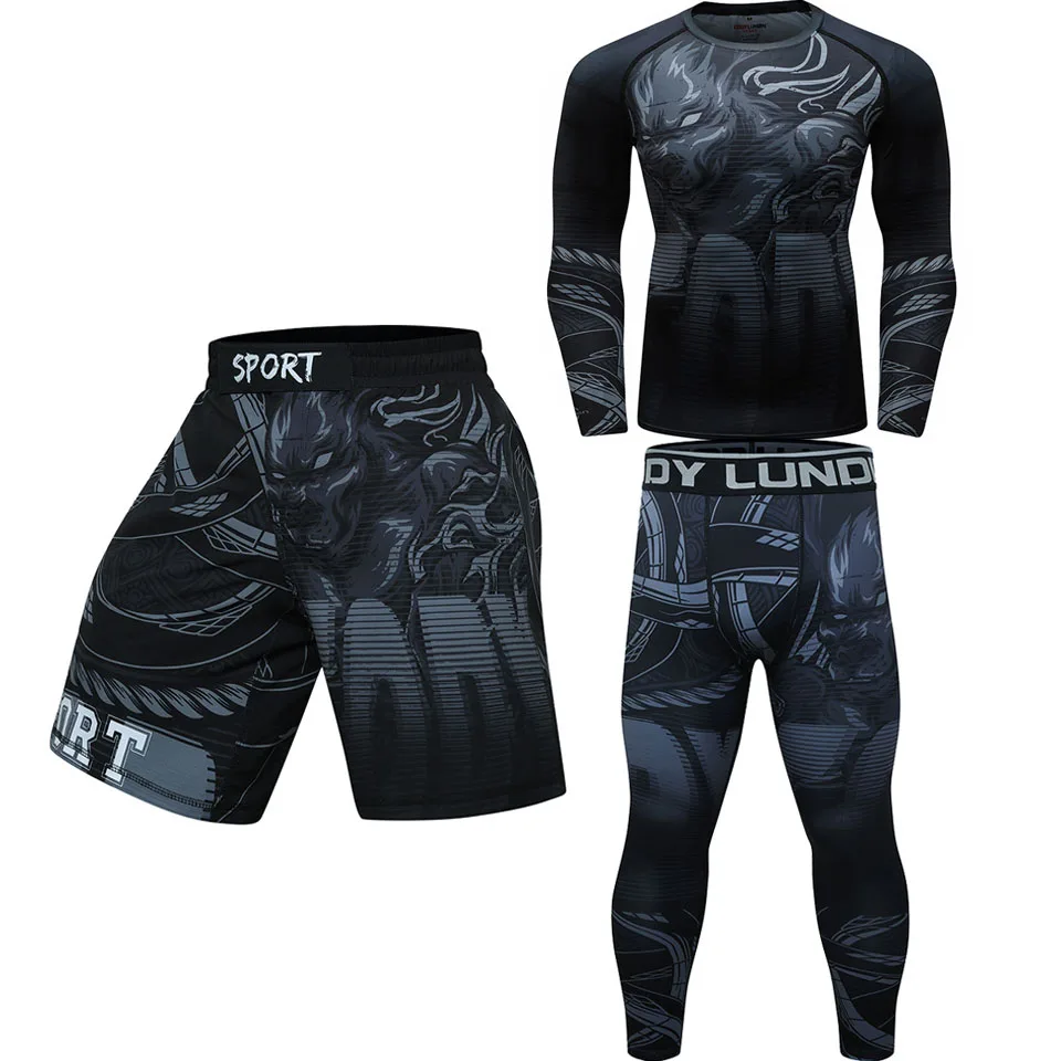 Rashguard mma черный ровающий Тигр облегающие наборы файтинг боксерские Джерси Муай