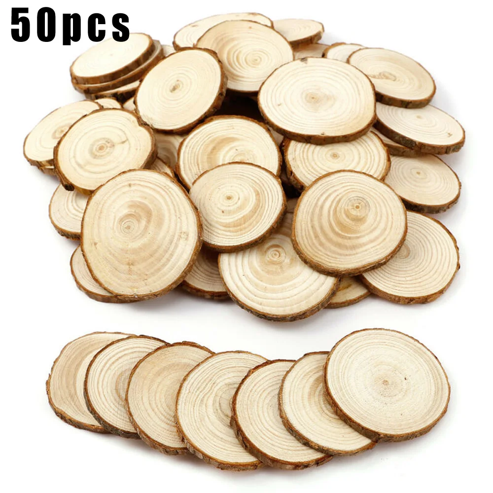 50 шт 5-6 см деревянные срезы бревен диски натурального дерева коры стол Декор свадьба