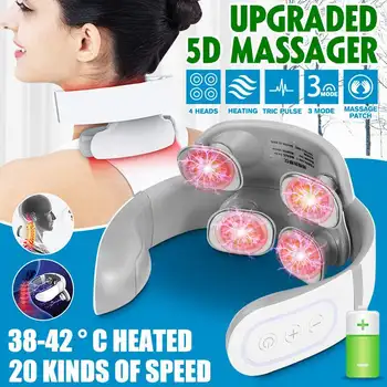 

Smart Upgrade 5D Magnetic Pulse Heated Electric Shoulder Neck Massager Fatigue Pain Relief Cervical Massage for health care