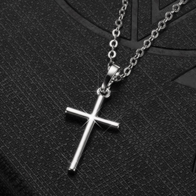 Christian Jesus Cross Necklaces Gold Silver Color Long Chain Simple Cross Pendants For Women Men Jewelry Dropshipping