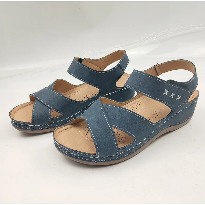 

Women Summer Wedges Sandals Ladies PU Leather Flat Shoes Woman Platform Peep Toe Casual Female Beach Shoes 2020 New