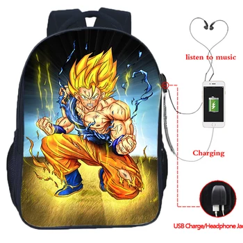 

Dragon Ball USB Charge Students Boys Girls School Bags Beautiful Book Mochila Fashion Goku Travel Backpack for Teens Men Women