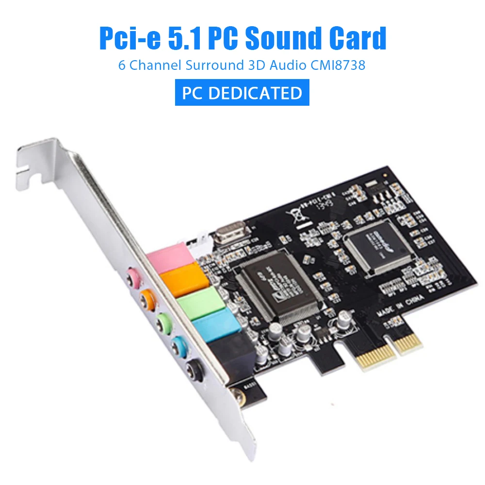 PCI E Sound Card Desktop CMI8738 Chip 5.1 Internal Audio Sound Card for
