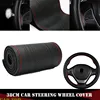 DIY Leather Steering Weel Cover Hand-stitched Car Steering Wheel Cover Steering-Wheel Braid Stitch On Wrap With Needle Thread ► Photo 1/6