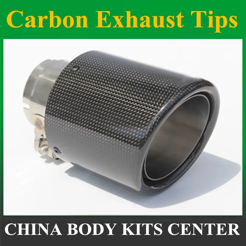 1 Piece Glossy Carbon Exhausts Tips Car Muffler Pipes Universal Escape