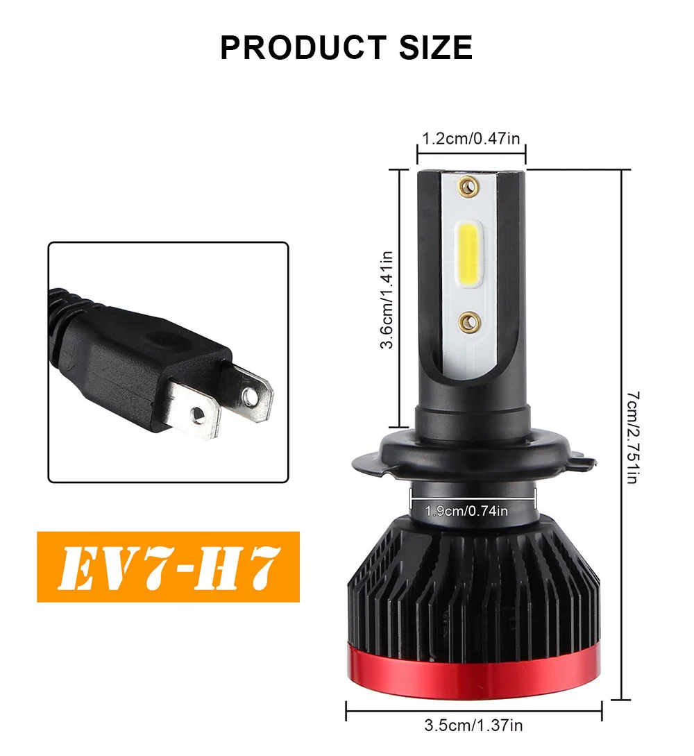 2Pcs H11 Mini Led Headlight H4 H7 H1 9005 9006 12V Hi-Lo Beam 12V 6000K 6000LM Auto Lamp Accessories