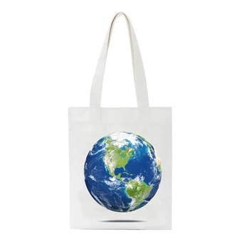 

SCCFMM Canvas Crossbody Shopping Bag Fashion Women SchoolGirl Printing Cartoon Map Shoulder Bags Large Capacity Shopper Tote Bag