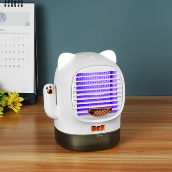 

Portable Mini Air Conditioner LED USB Rechargeable Cooler Fan 3-in-1 Cooling Humidify Sterilization Aromatherapy Table Fan