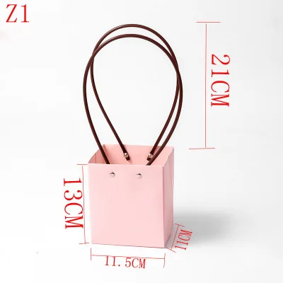 Искусственная сумка с цветами, портативный букет цветов, Подарочная сумка, аксессуары для дома, крафт-бумага, растения, сумка-тоут, сумка-тоут - Цвет: pink Z1