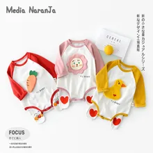 Осенний Детский комбинезон в Корейском стиле для новорожденных, стерео, мультяшная кукла, утка, морковь, Лев, боди с длинными рукавами, хлопок