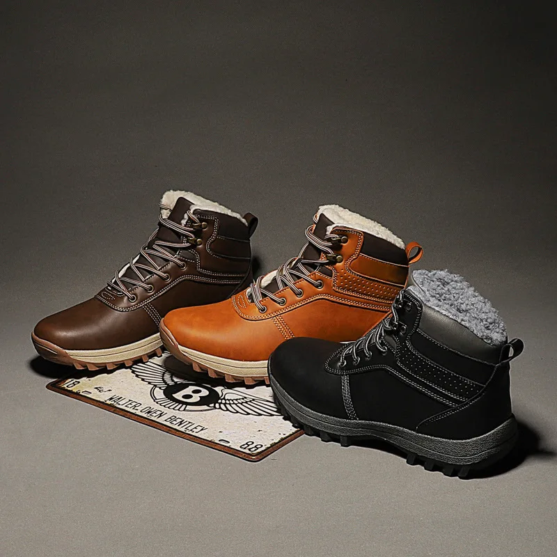 Зимние ботинки мужская зимняя обувь водонепроницаемые мужские Ботильоны Теплая обувь для холодной зимы Мужская обувь высокие кроссовки A1822