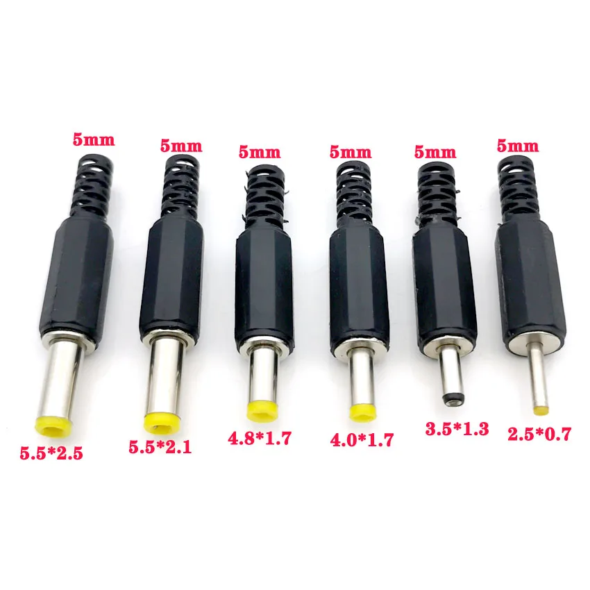 

10Pcs 5.5x2.5 5.5x2.1 4.8x1.7 4.0x1.7 3.5x1.35 2.5x0.7mm Male DC Power Plug Connector 180 degree Plugs