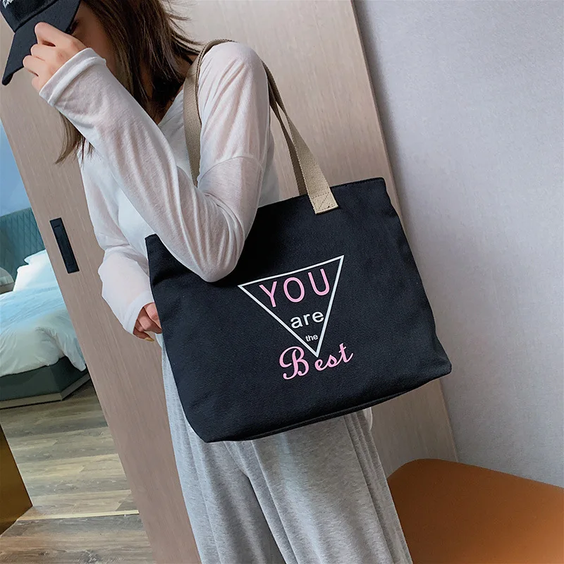 

Japanese department large letter literature and art student leisure canvas bag light color single shoulder oblique satchel bag