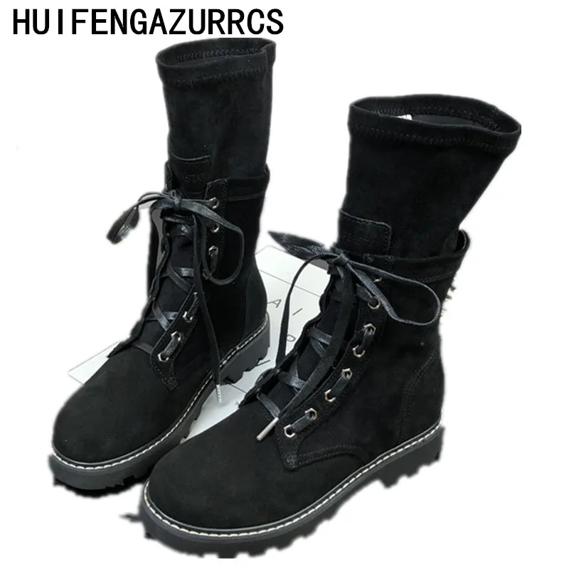 

HUIFENGAZURRCS-Fall and winter new frosted cowhide leisure handsome Martin boots Korean version of retro middle boots ,2 colors