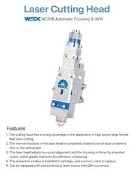 WSX – tête de découpe Laser à Fiber 0 3KW NC30B, mise au point automatique, haute puissance QBH 3000W pour la découpe du métal 