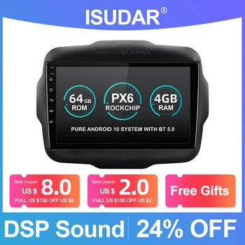 

ISUDAR Car Multimedia Player 1 Din Android 10 Car Radio For Jeep Renegade 2014-2018 GPS CANBUS Auto Stereo System RAM 4GB DVR FM