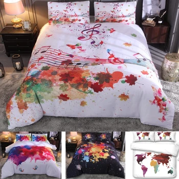 

3pcs Musical Notation Printing Polyester Duvet Set Duvet Cover With Pillow cases Without Filler Without Sheet Home Textile